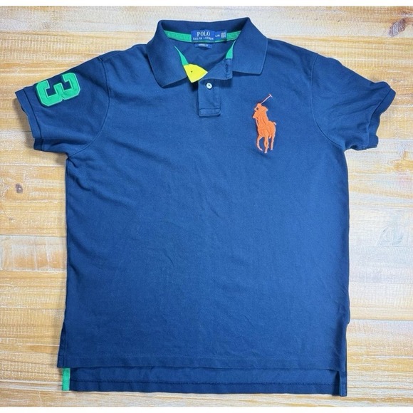 Polo Ralph Lauren Other - Polo By Ralph Lauren Big Pony Polo Shirt Mens Size L Navy Custom Fit 3 Logo
